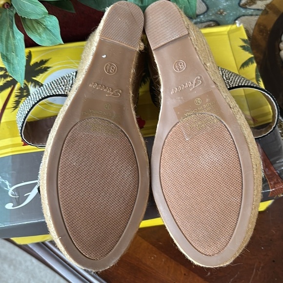 Brand New Black & Silver Crystal Rhinestone Wedge Sandals Sparkly Sexy 4.5” Heel - Picture 10 of 16